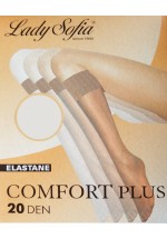 2 Pairs COMFORT PLUS Sheer Knee Highs Pop Socks Wide Welt 20 Denier